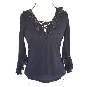 BYER | Floral Ruffled 3/4 Sleeves Peasant Blouse